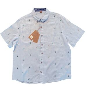 Tailor Vintage 100% Linen Button Down Tropical Shirt